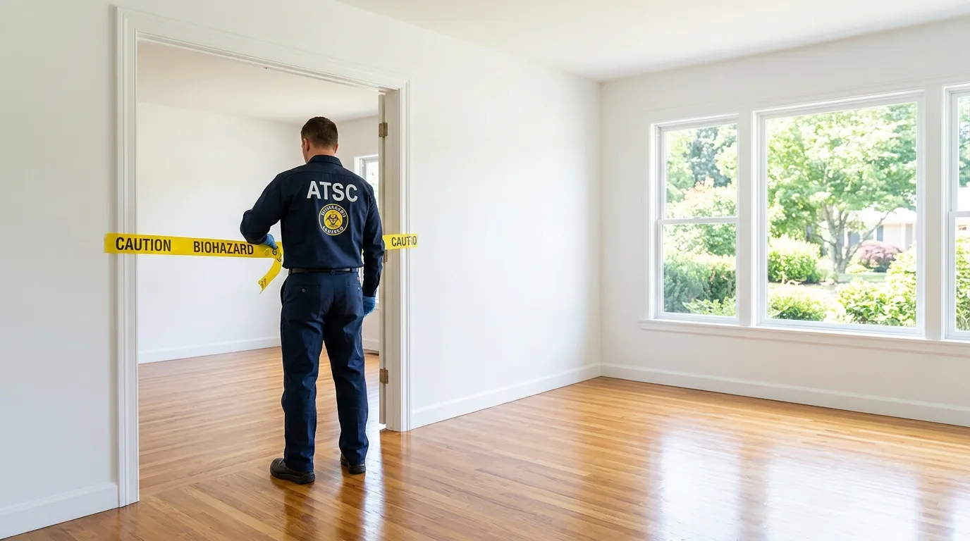 Certified biohazard cleanup crew performing Decomposition Cleanup in Riverside